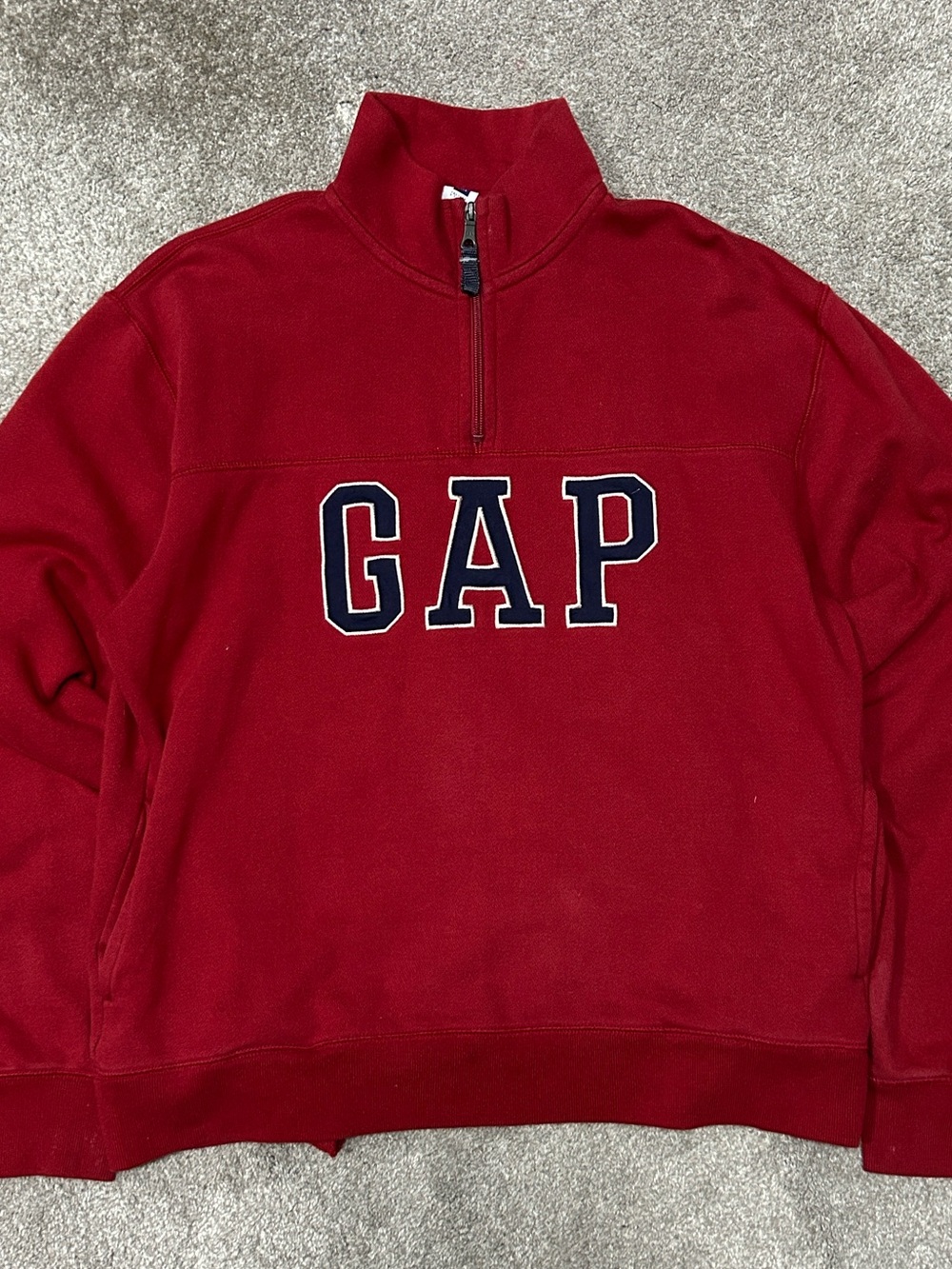 Vintage 1990s Gap Red Quarter Zip Logo Sweatsr